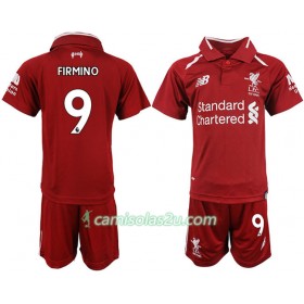 Camisolas de Futebol Liverpool FIRMINO 9 Criança Equipamento Principal 2018/19 Manga Curta